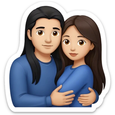 Latino man with long black hair hugging brown hair Filipina sticker
