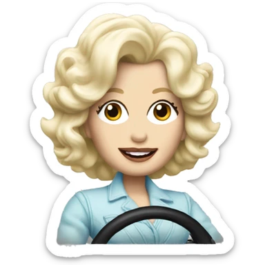 Dolly Parton driving a car sticker