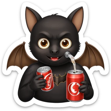 black bat drinkig soda sticker