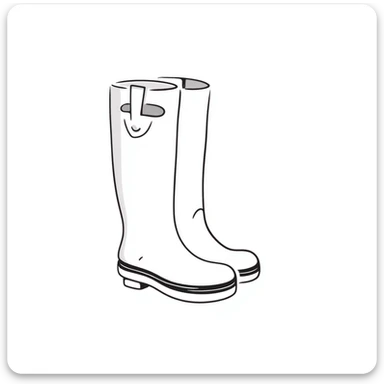 Rubber rain boots/wellington boots in pastel colors (dd9fb0, ffc6d3, a3bfc9, c4bee2, f1b091), hand-drawn doodle style sticker