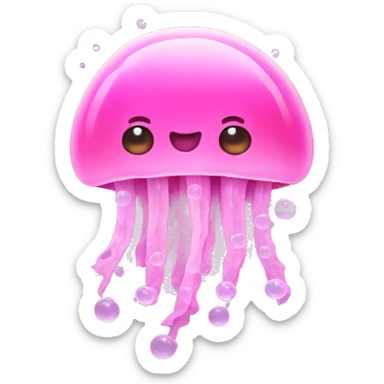 Pink jellyfish with bubbles sticker