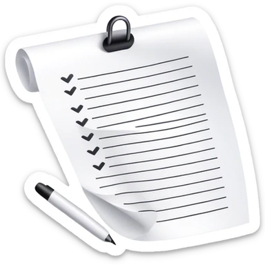 White paper list with black writing sticker