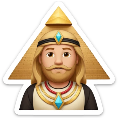 fat male blond reddish long hair agent with three-day-beard in egypt with pyramid. sticker