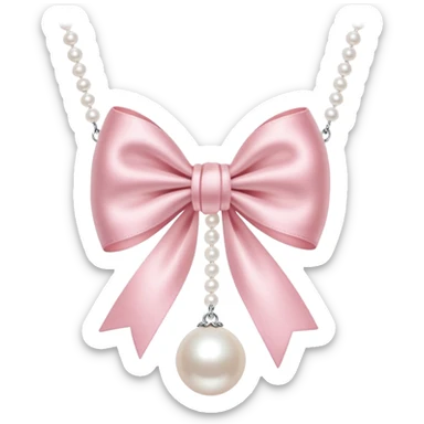 light pink bow and pearl necklace sticker