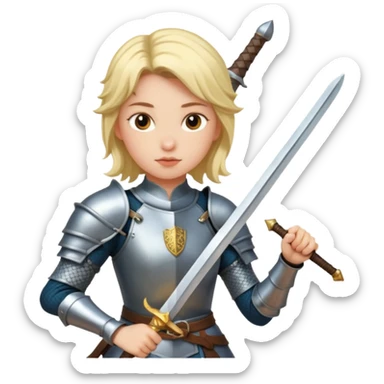 Girl knight fighting dragon sticker