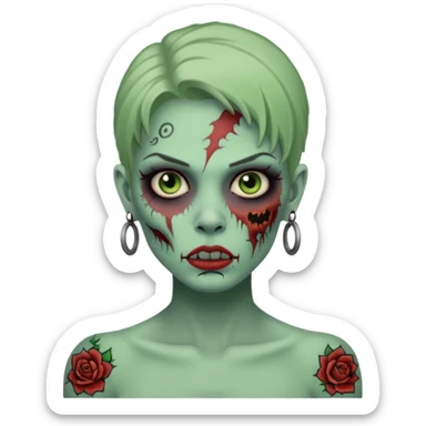 zombie woman with tattoos sticker
