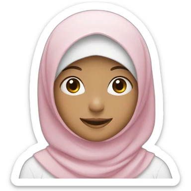 girl in hijab smile with hearths sticker