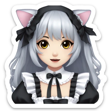 gothic lolita anime neko simplistic cute kawaii blushing maid cosplay sticker