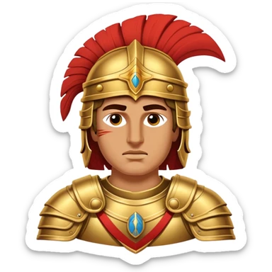 Cinematic Realistic Alexander the Great Portrait Emoji, depicted as a bold, charismatic ancient conqueror in regal armor with a commanding gaze, rendered with lifelike textures and dramatic heroic lighting that captures his legendary ambition. sticker