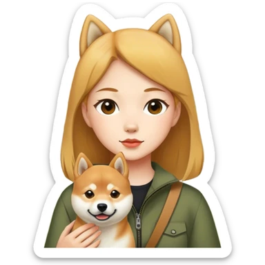 girl with shiba inu outdoors sticker