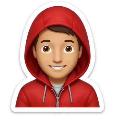 Man in red coat, hood down sticker
