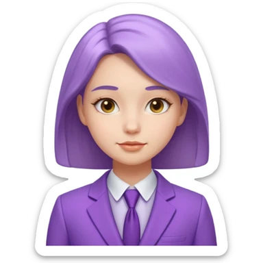 lavender-purple girl Suit, smooth rounded neckline, simple design, glossy surface, plain background. sticker