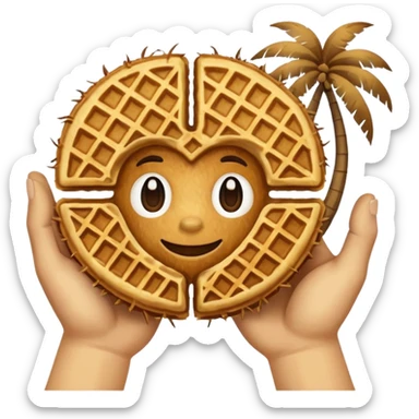 Waffle holding hands with a coconut  sticker