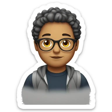 white chubby brazilian boy with hazel hair and glasses sticker