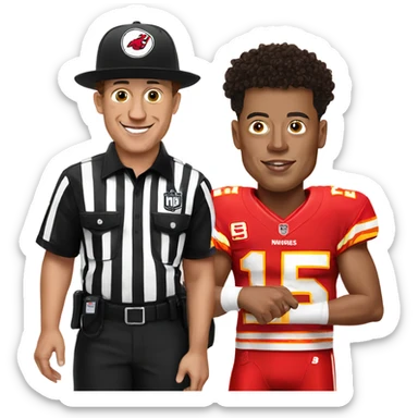 Patrick Mahomes with ref friend sticker