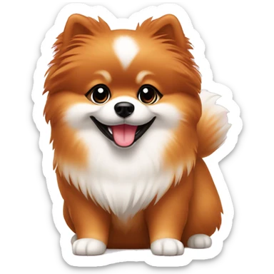 Cara de Pomeranian color rojo con el pecho blanco  sonriendo sticker