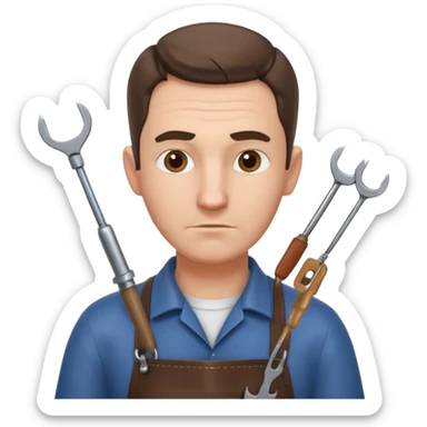 professional locksmith portrait, head and shoulders only, serious focused expression, leather apron collar, small lockpick tools visible, 3D cartoon, mobile game icon style, clean background, no text, no watermark
 sticker