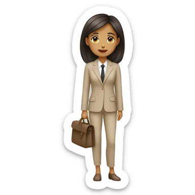 Arquitecto mujer tez blanca, cabello chino café vestida con un traje sastre beige y mocasines contemporáneos  sticker