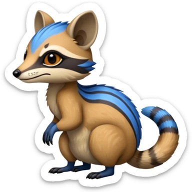 Fiery Blue-Flamed Handsome Wicked Cool Hot Edgy Badass Numbat-Trico-Civet-Vernid-fusion-hybrid-creature sticker