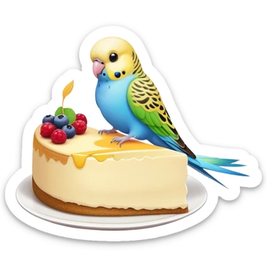budgie eating cheesecake sticker