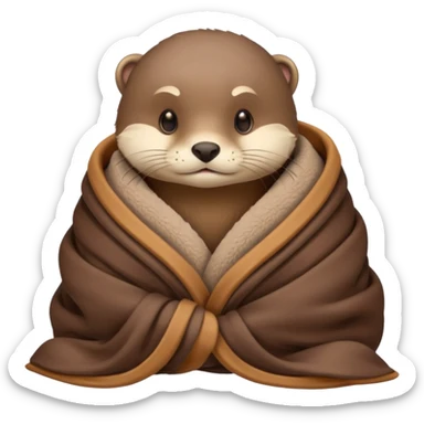 otter cozy in blanket sticker