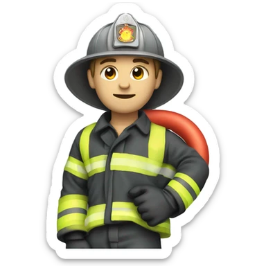 fire fighter, whole body, holding a hose sticker