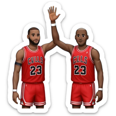 LeBron James and Michael Jordan high fiving sticker