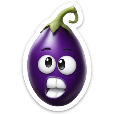 Crying with an eggplant in it’s mouth  sticker