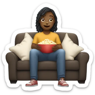 Watching a Movie at home eating popcorn  sticker
