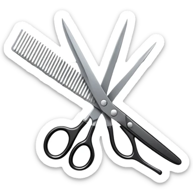 Hair salon gift card with scissors and comb sticker