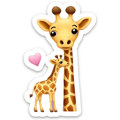 a giraffe with little baby pink hearts sticker