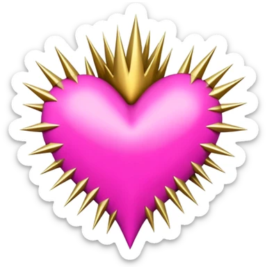 Gold spiky heart frame goth style pink punk sticker