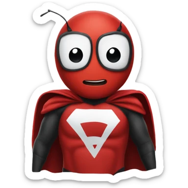 Ant with superhero red attire sticker