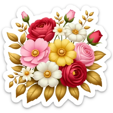 Romantic pink-red-gold-yellow-white pastel lush aesthetic sticker