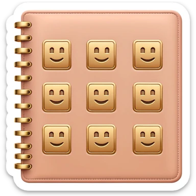 modern elegant planner with checkmarks emoji, 3D style, soft terracota beige or pink and gold, clean design sticker