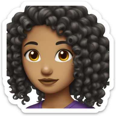 A lightskin girl with black curly hair  sticker