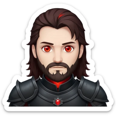Evil, shadowie Male lord with Red glowing eyes and Long darkBrown Hair and chin beard sticker