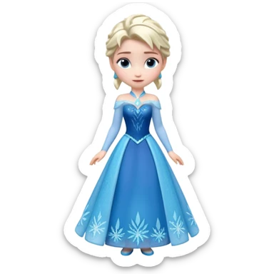 Isolated, breathtakingly vivid and intricately detailed digital illustration of the most incredibly adorable and cute small size Elsa (Frozen) figurine imaginable, toy style. sticker