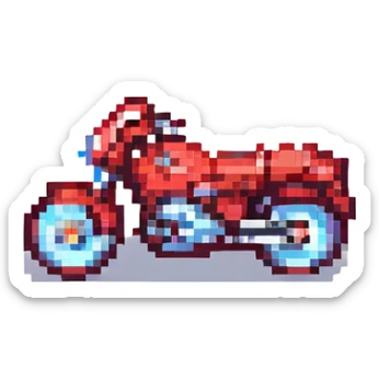 tiny red motorcycle pixel art, ultra simplified, web app favicon sticker