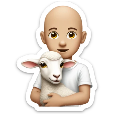 Lamb with a big bald baby boy  sticker