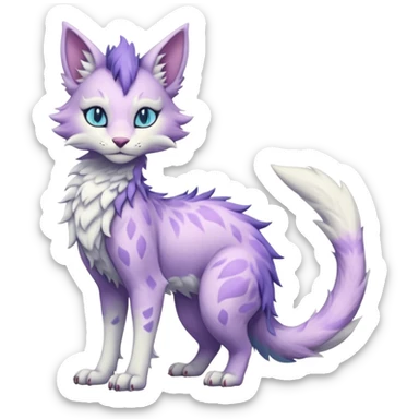 Kawaii divine pastel elegant beautiful realistic edgy fantasy feline-vernid-sergal-fursona animal creature with a tufted tail full body with intricate markings  sticker