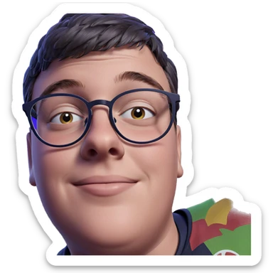 smiling boy with glasses sticker