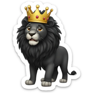 black cute Lion with crown sticker