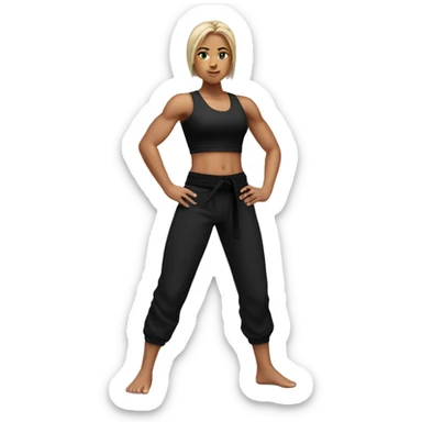 Muscular Girl in Black Tank Top and Black Karate Pants sticker