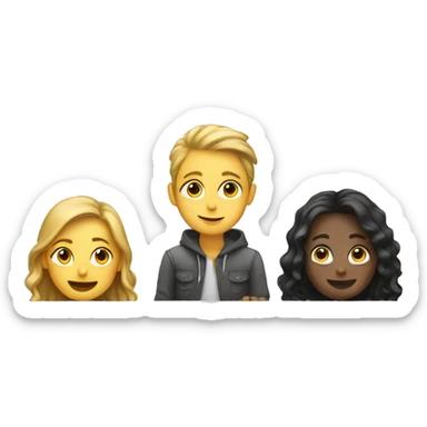 students sitting on desks and chatting sticker