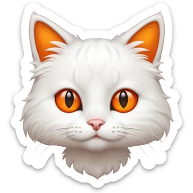 A cute white cat with orange stains sticker