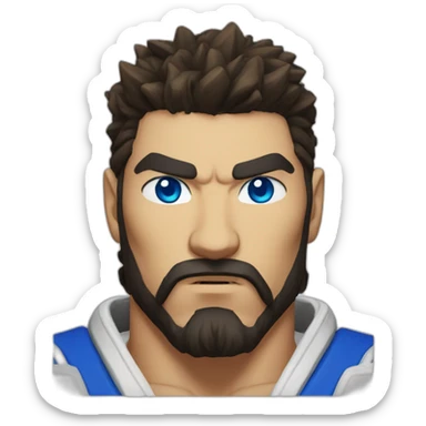 Street fighter Ryu with blue eyes and beard sticker