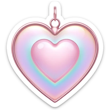 Iridescent pastel pink heart-shaped rosy pearly suncatcher  sticker