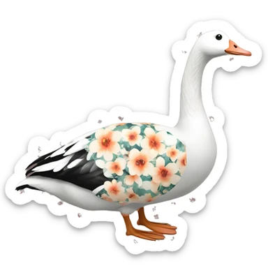 Floral print goose sticker