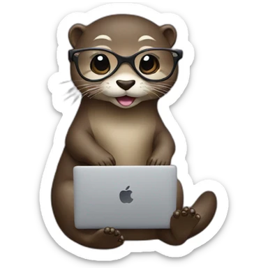 female vet otter with glasses use a macbook sticker